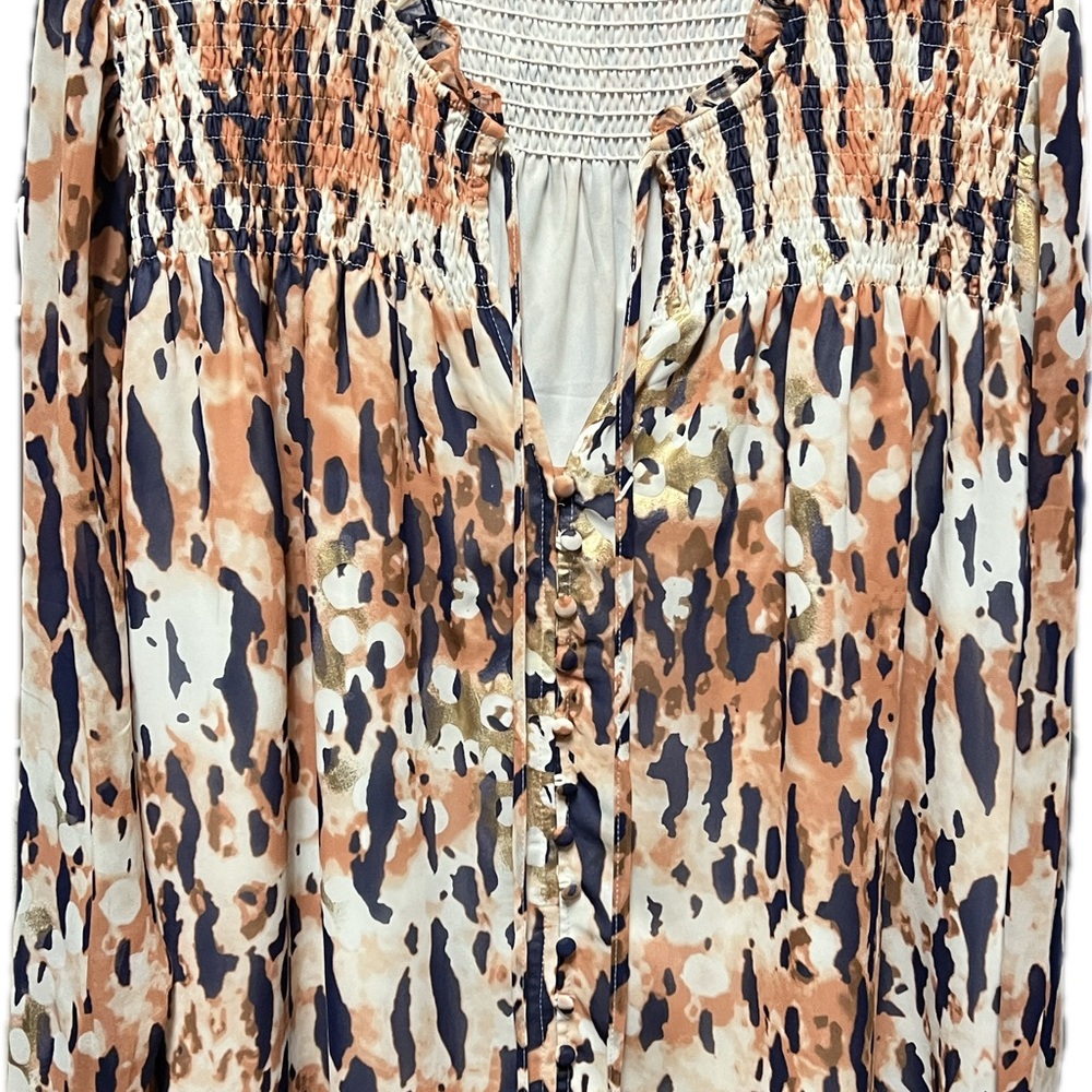 Buddy Love Orange and Navy Long Sleeve Blouse